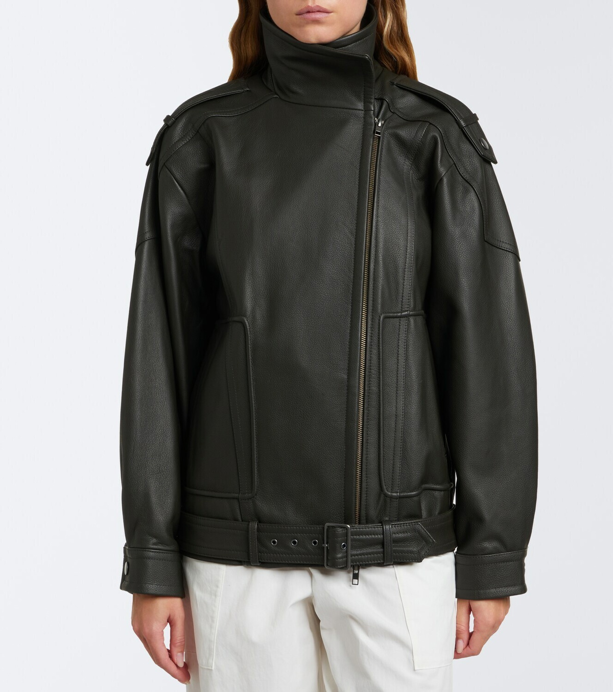 Vince Oversized leather biker jacket