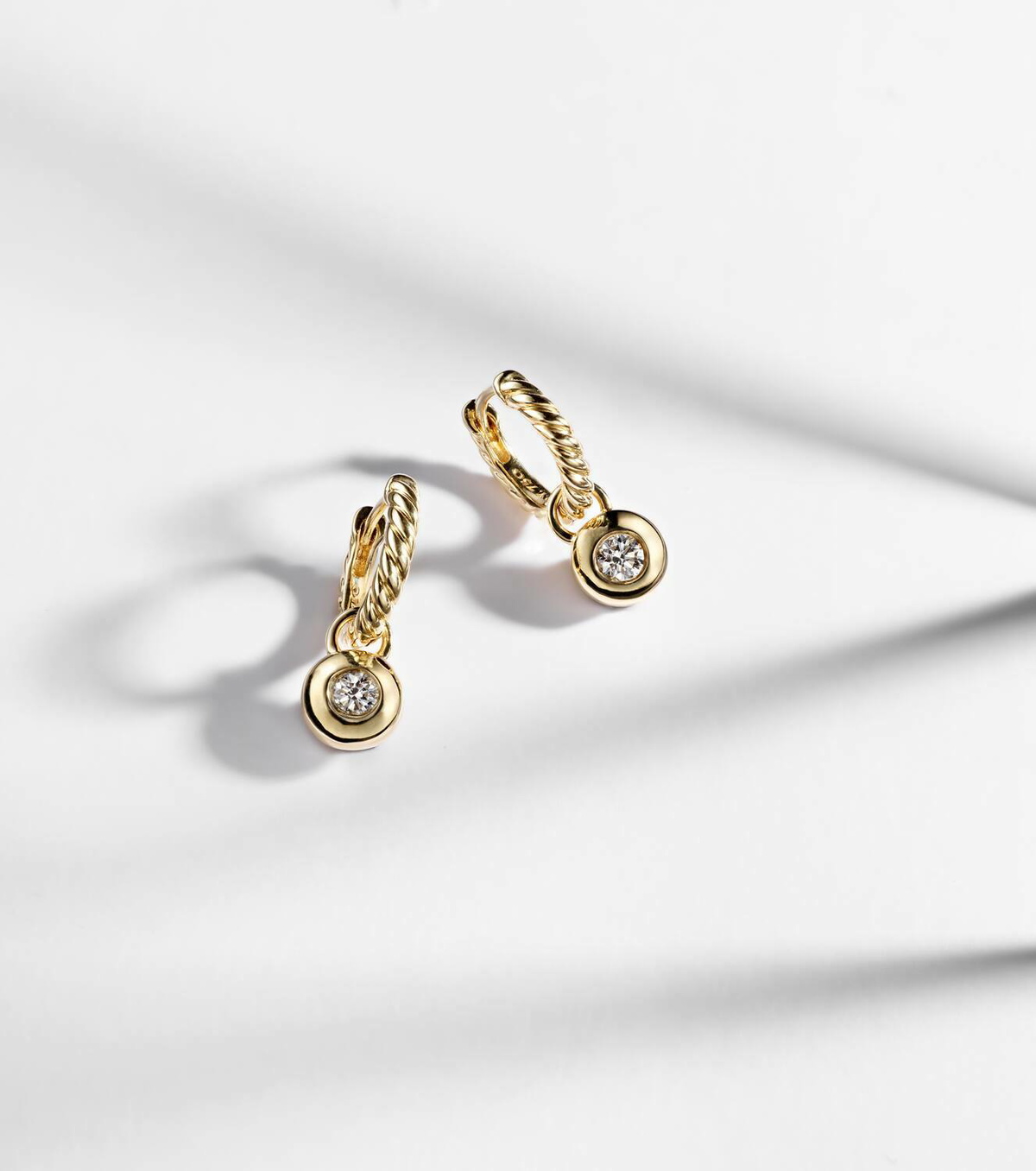 David Yurman Petite Cable 18kt gold huggie earrings with diamonds