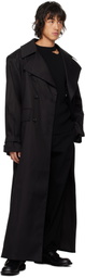 LGN Louis Gabriel Nouchi Black Double-Breasted Trench Coat