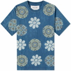 Story mfg. Men's Alfie's Happy Soil Grateful T-Shirt in Indigo Flower Portal Print
