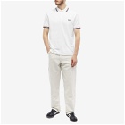 Fred Perry Men's Slim Fit Twin Tipped Polo Shirt in Snow White/Burnt Red/Navy