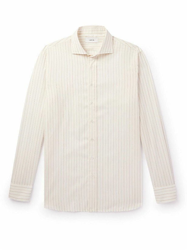 Photo: Lardini - Striped Cotton and Wool-Blend Shirt - Neutrals