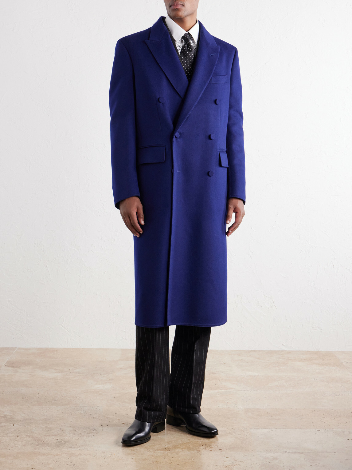 TOM FORD - Double-Breasted Brushed Wool and Cashmere-Blend Felt Coat - Blue