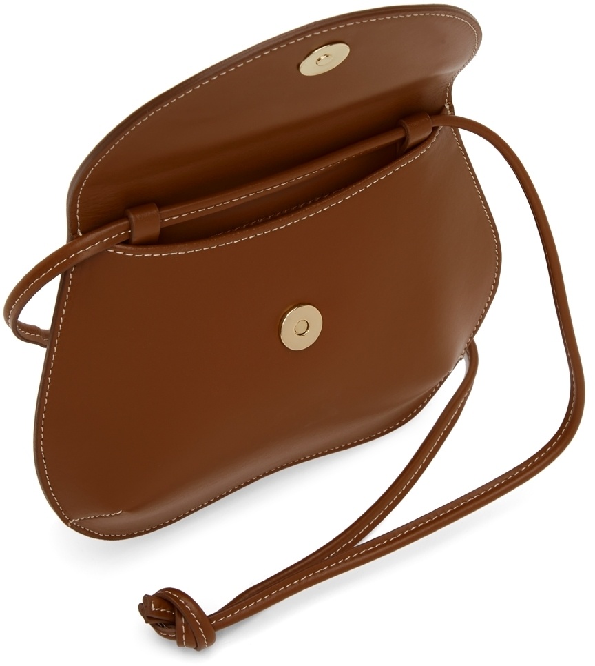 Pebble mini leather crossbody bag Little Liffner Brown in Leather