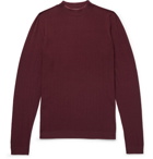 Giorgio Armani - Herringbone Virgin Wool-Blend Sweater - Men - Burgundy