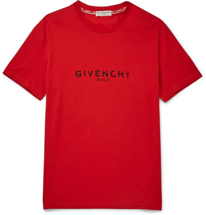 Photo: Givenchy - Slim-Fit Logo-Print Cotton-Jersey T-Shirt - Red