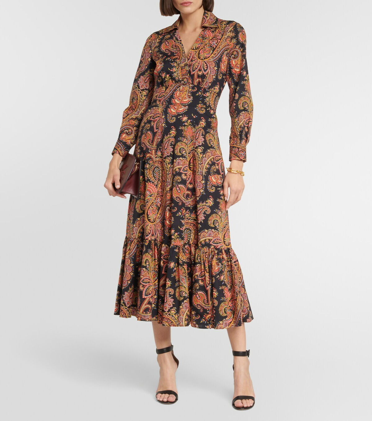 ワンピースその他 ETRO Cotton chemise dress with Paisley print Paisley maxi dress in burgundy - Etro | Mytheresa