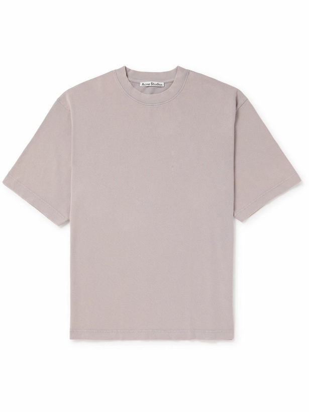 Photo: Acne Studios - Logo-Appliquéd Garment-Dyed Cotton-Jersey T-Shirt - Purple