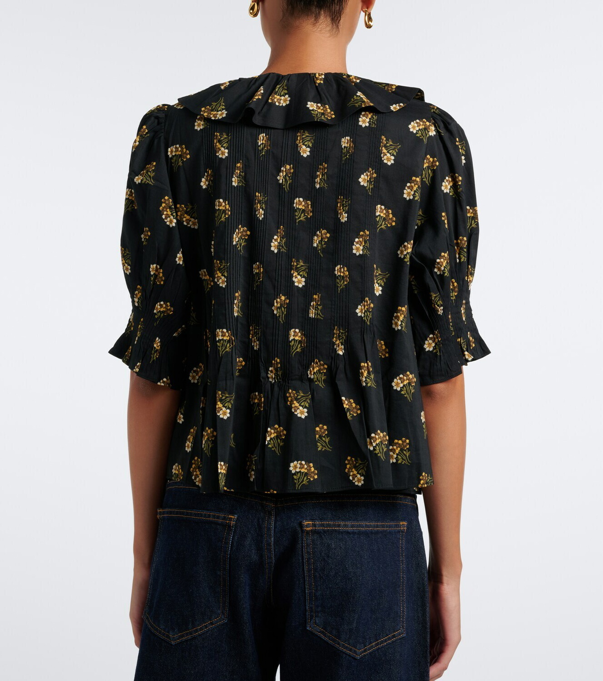 Dôen Henri floral ruffled cotton-blend blouse