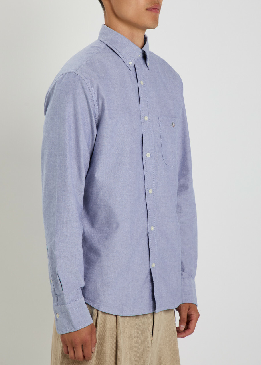 Gant Logo-embroidered Cotton Oxford Shirt Blue