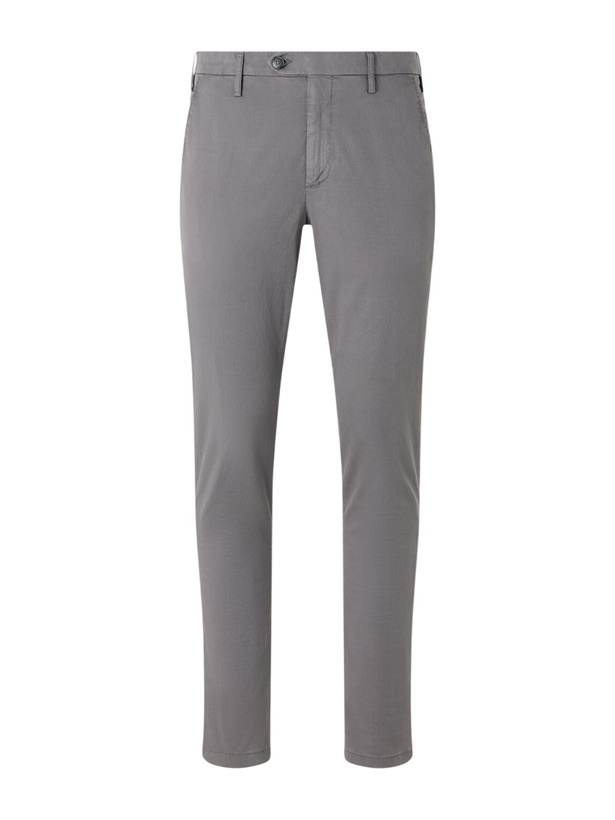 Photo: Canali - Slim-Fit Stretch Cotton-Blend Gabardine Trousers - Gray