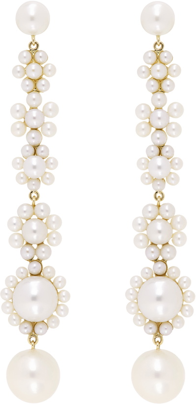 Photo: Sophie Bille Brahe White & Gold Freshwater Pearl Grande Fleur Jeanne Earrings