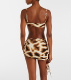 Christopher Esber Orbit ruched animal-print bikini bottoms