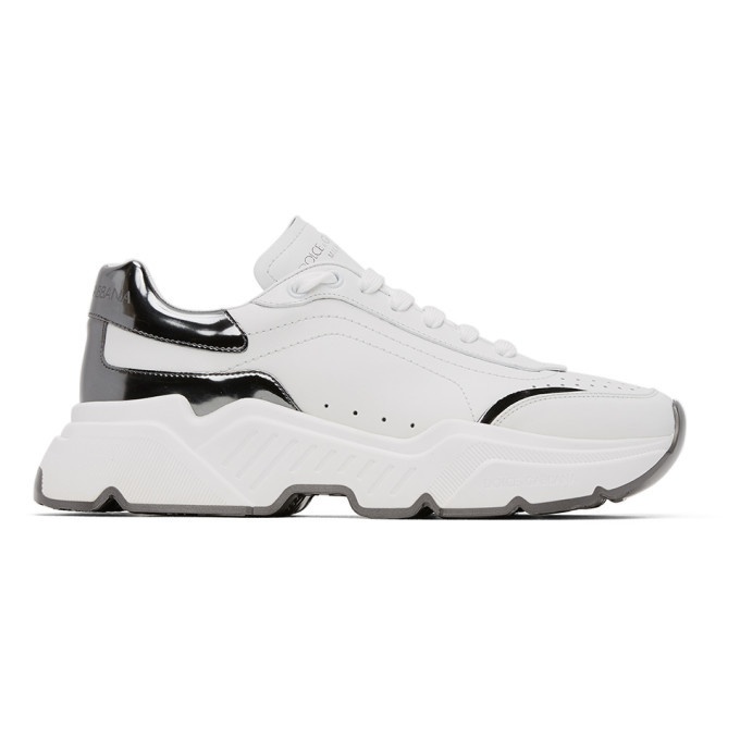 Photo: Dolce and Gabbana White and Gunmetal Daymaster Sneakers