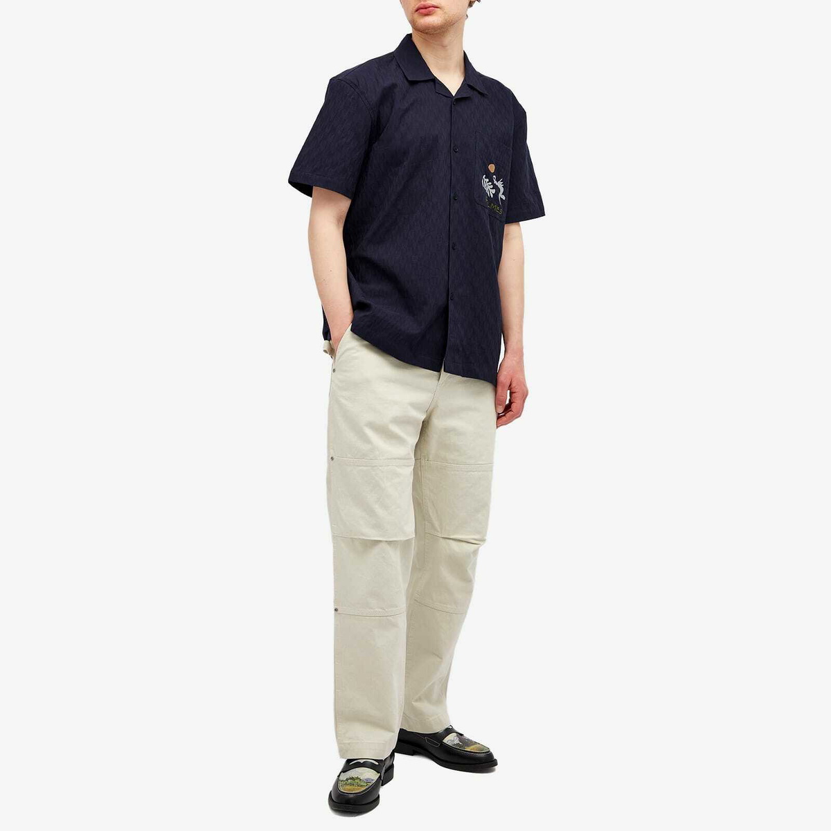 Palmes Men's Garden Short Sleeve Shirt in Dark Blue