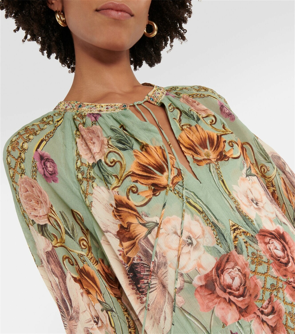 Camilla Floral embellished silk maxi dress