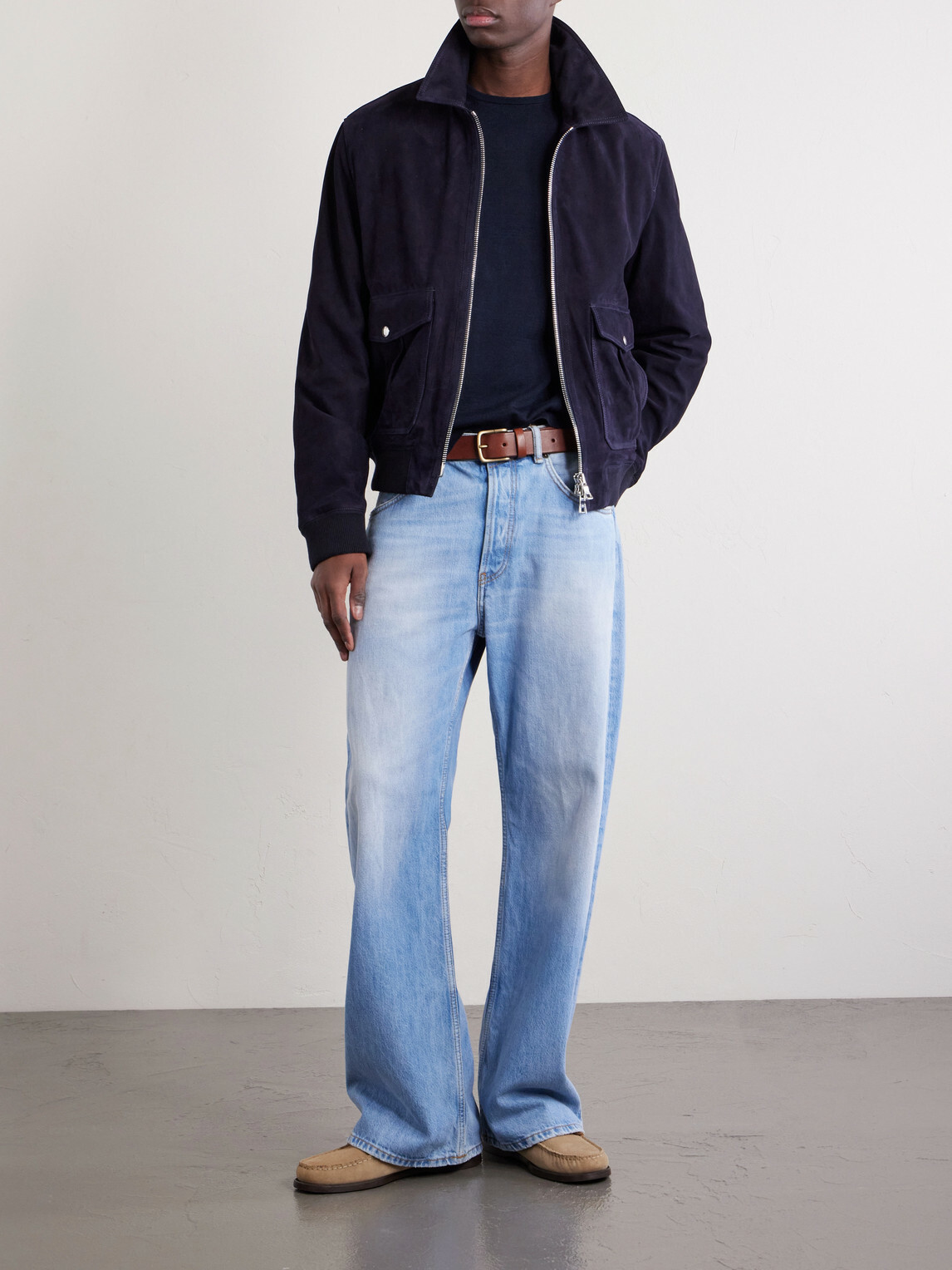 Mr P. - Suede Blouson Jacket - Blue