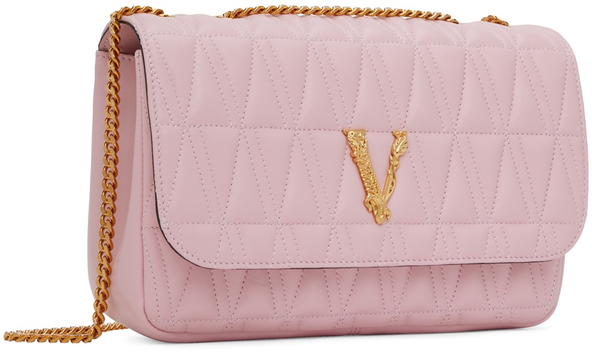 VERSACE Virtus Small Leather Shoulder Bag Light Pink
