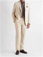 DE PETRILLO - Slim-Fit Linen Drawstring Suit Trousers - Neutrals