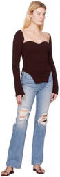 KHAITE Burgundy Maddy Long Sleeve T-Shirt