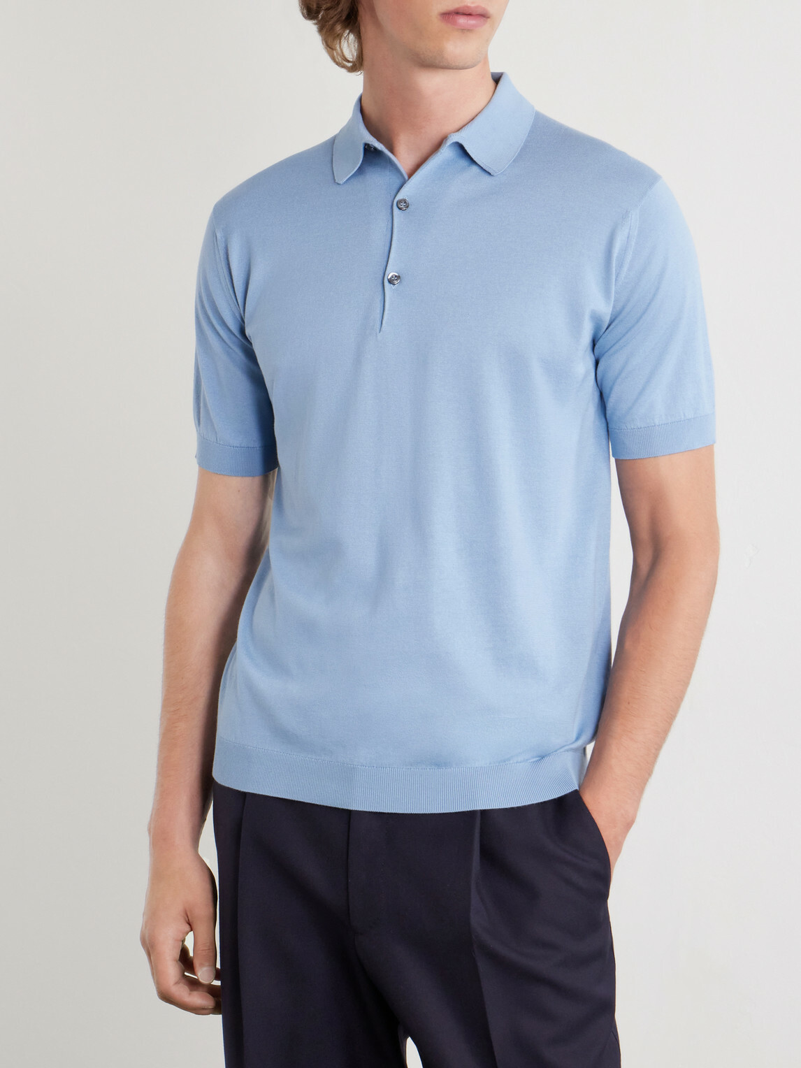 John Smedley - Adrian Slim-Fit Sea Island Cotton Polo Shirt - Blue