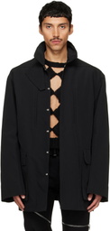 Rick Owens Black Tower Collared Mac Jacket