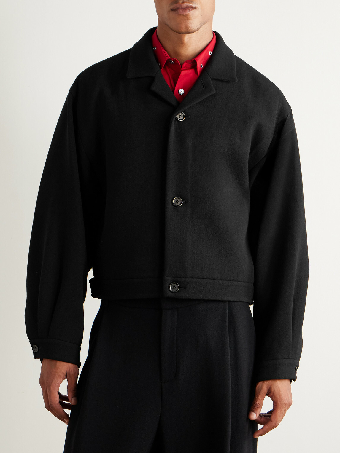 Amomento - Cropped Wool-Blend Jacket - Black