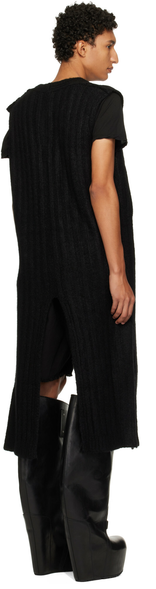 Rick Owens Black Tower Lab Vest Cardigan