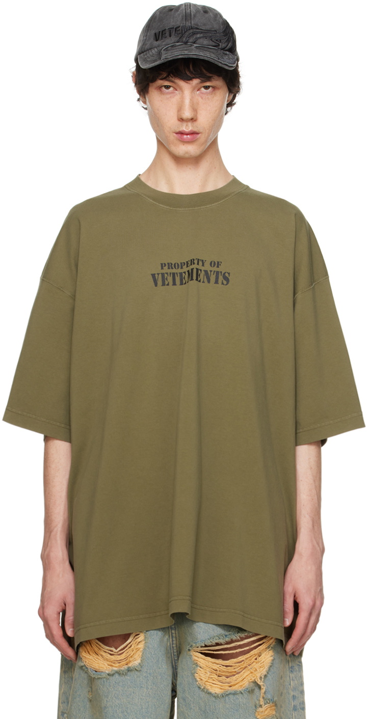 VETEMENTS Green 'Property Of Vetements' T-Shirt Vetements