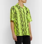 Off-White - Camp-Collar Printed Voile Shirt - Yellow