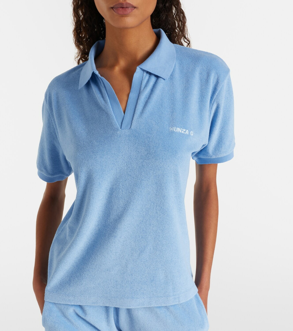 Hunza G Logo cotton terry polo shirt