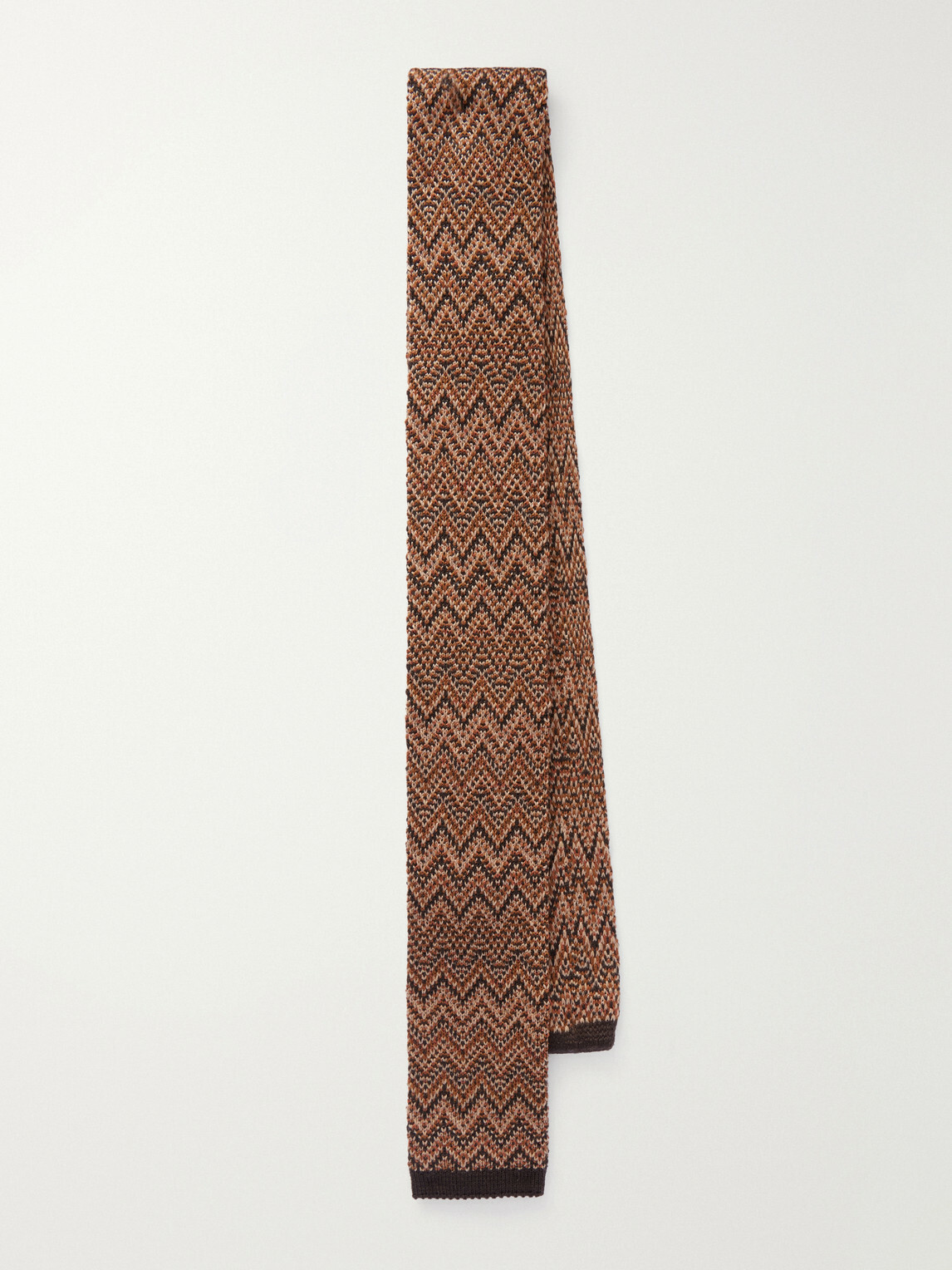 Missoni - Striped Crochet-Knit Wool And Silk-Blend Tie - Brown