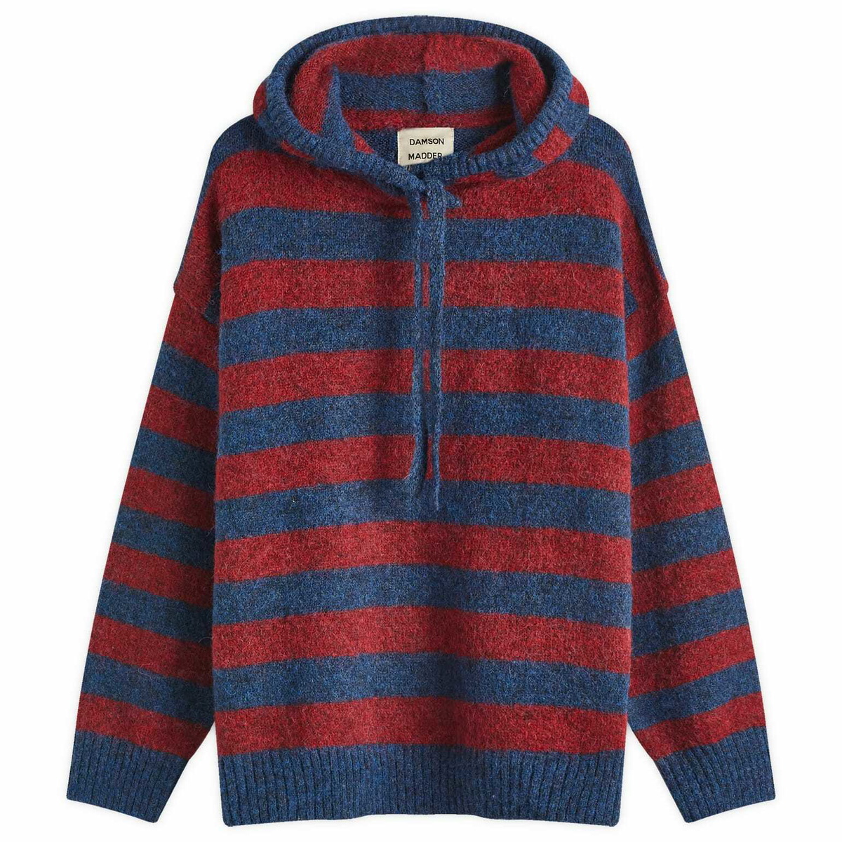 Damson Madder Women's Riley Knit Hoodie in Red Navy Stripe