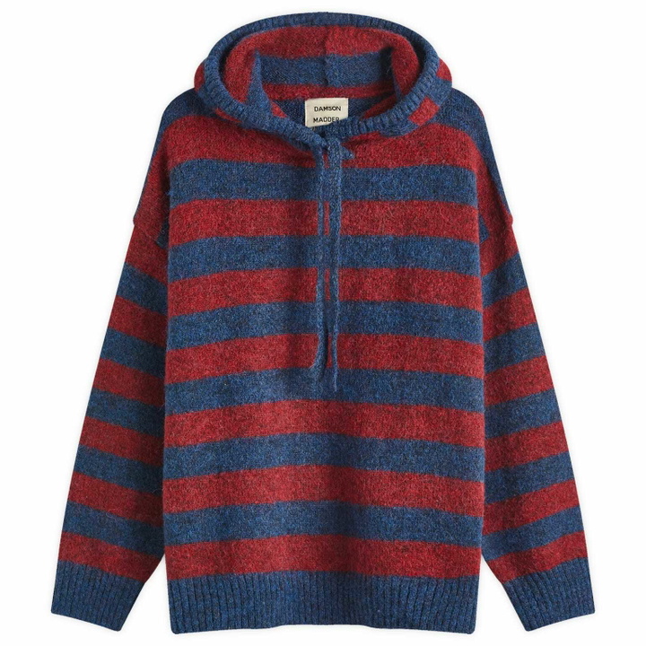Photo: Damson Madder Women's Riley Knit Hoodie in Red Navy Stripe