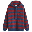 Damson Madder Women's Riley Knit Hoodie in Red Navy Stripe