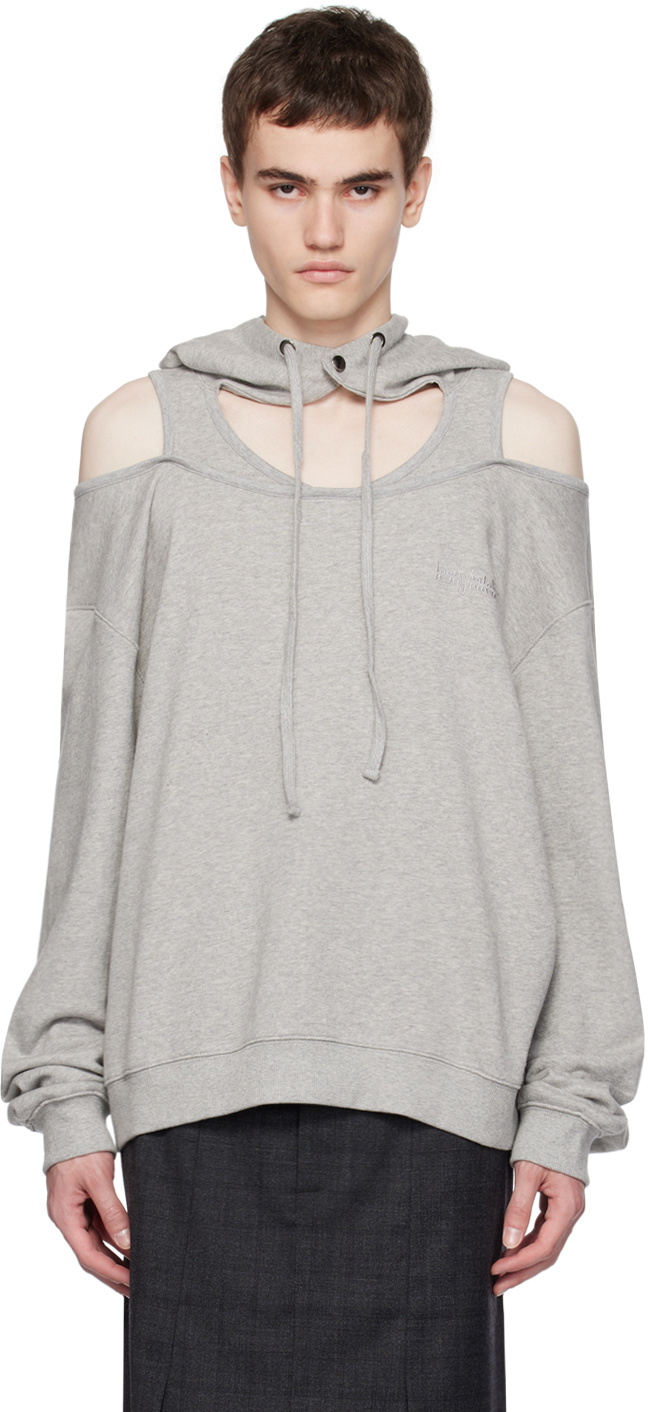 lesugiatelier Gray Cutout Hoodie