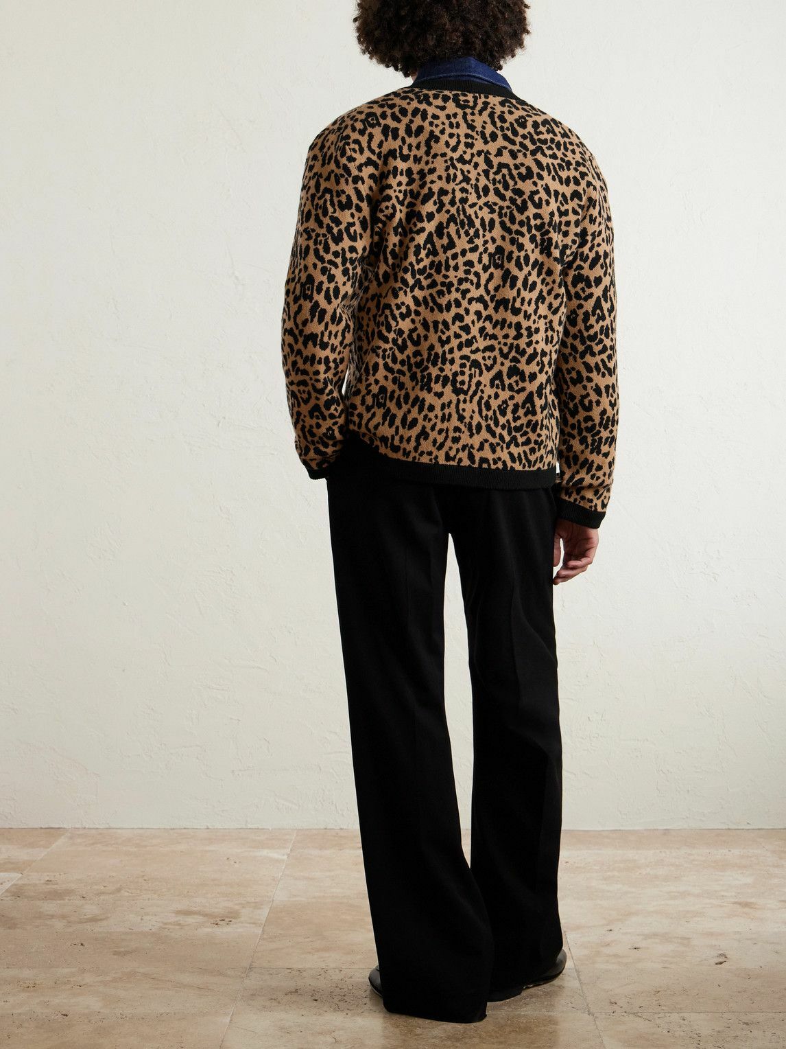 Valentino Garavani - Leopard-Jacquard Knit Wool Cardigan - Brown