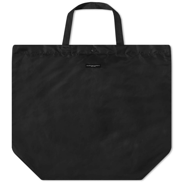 Photo: Engineered Garments Men's Carry All Tote in Black Flight Satin