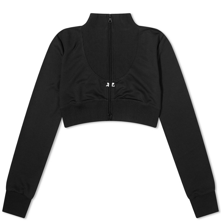 Photo: Courrèges Women's Maxi Rib Tracksuit Cropped Jacket in Black