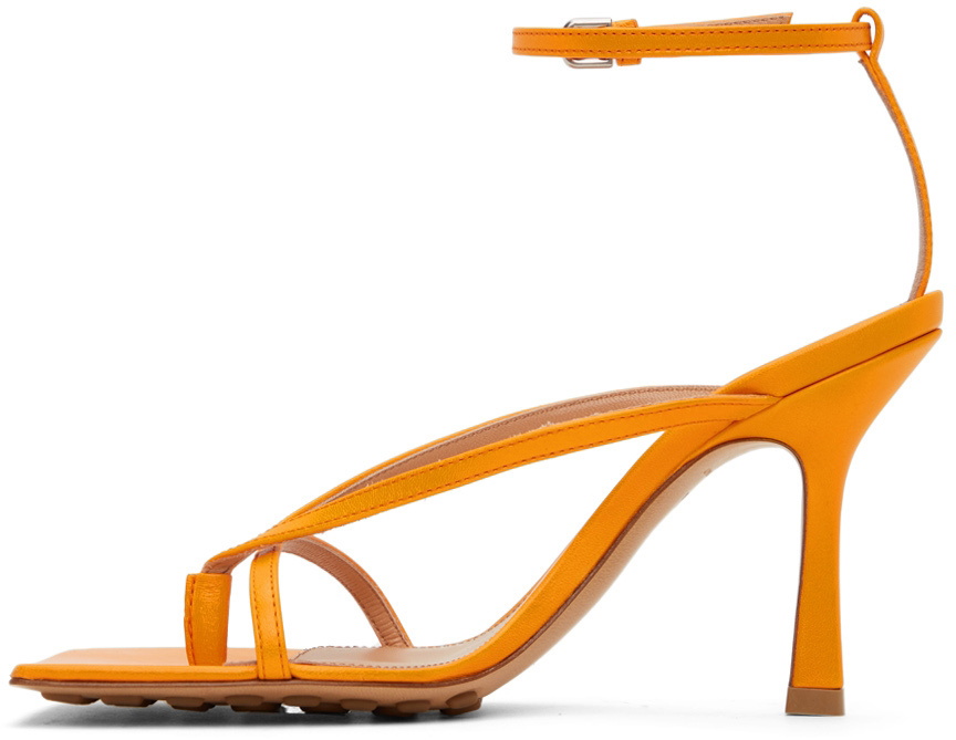 Bottega Veneta Orange Stretch Heeled Sandals
