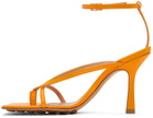 Bottega Veneta Orange Stretch Heeled Sandals