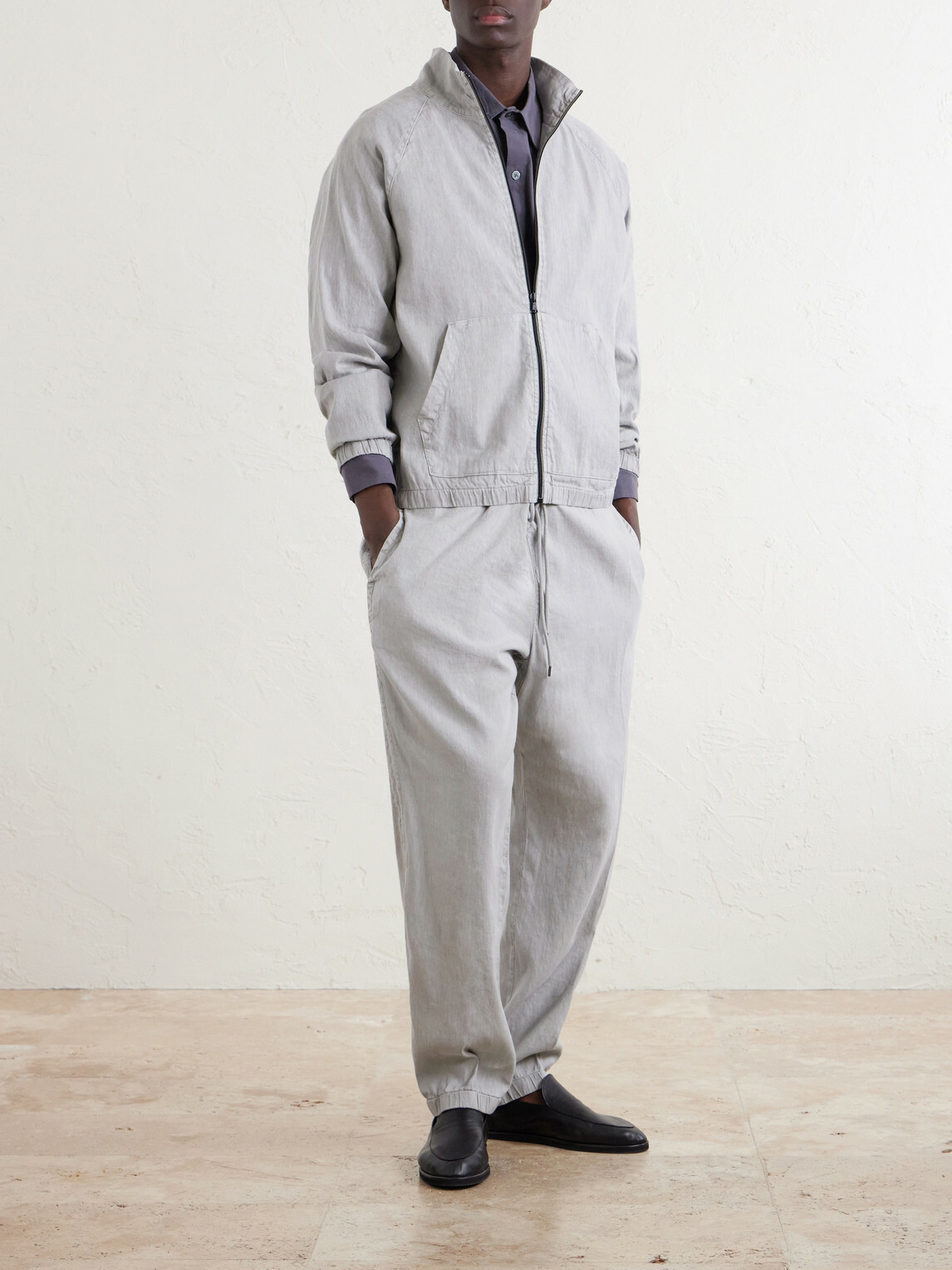 James Perse - Linen-Blend Blouson Jacket - Gray