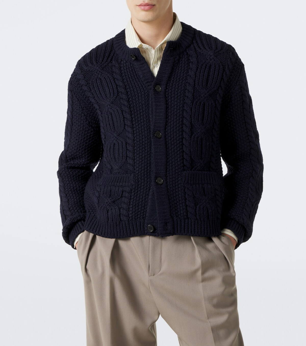 Saint Laurent Cable-knit wool cardigan