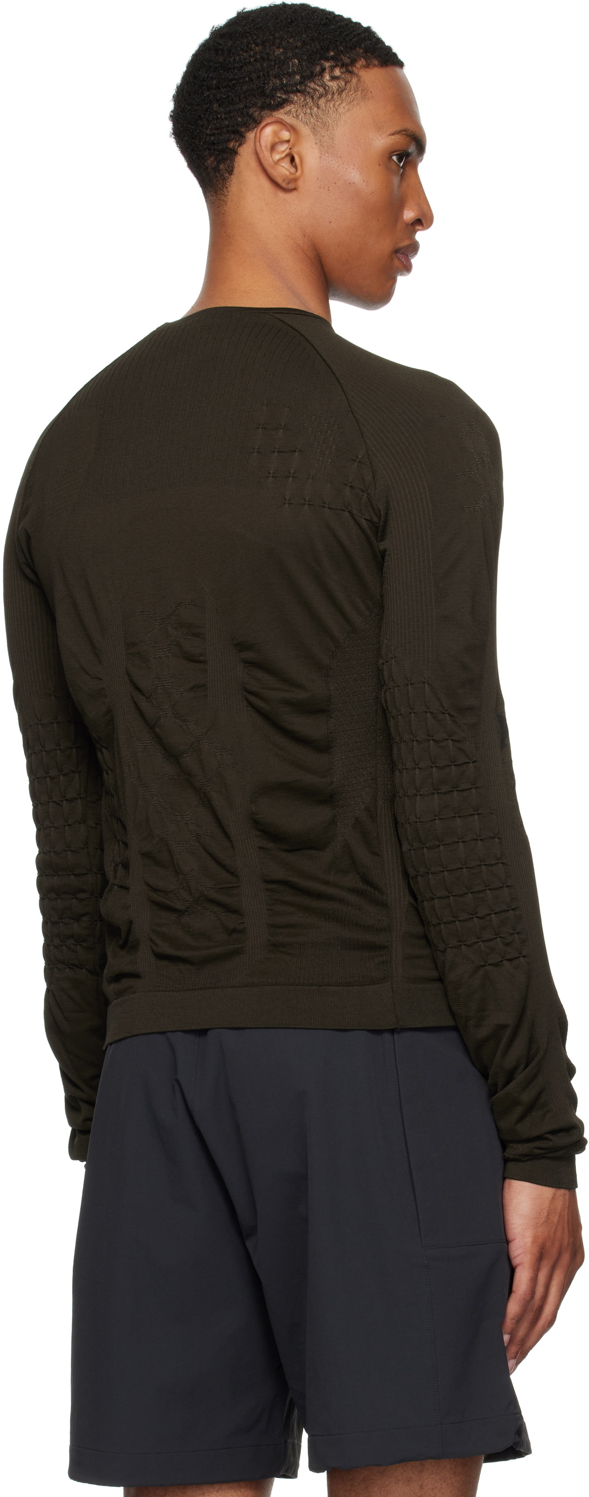 ROA Brown 3D Knit Long Sleeve Sweater