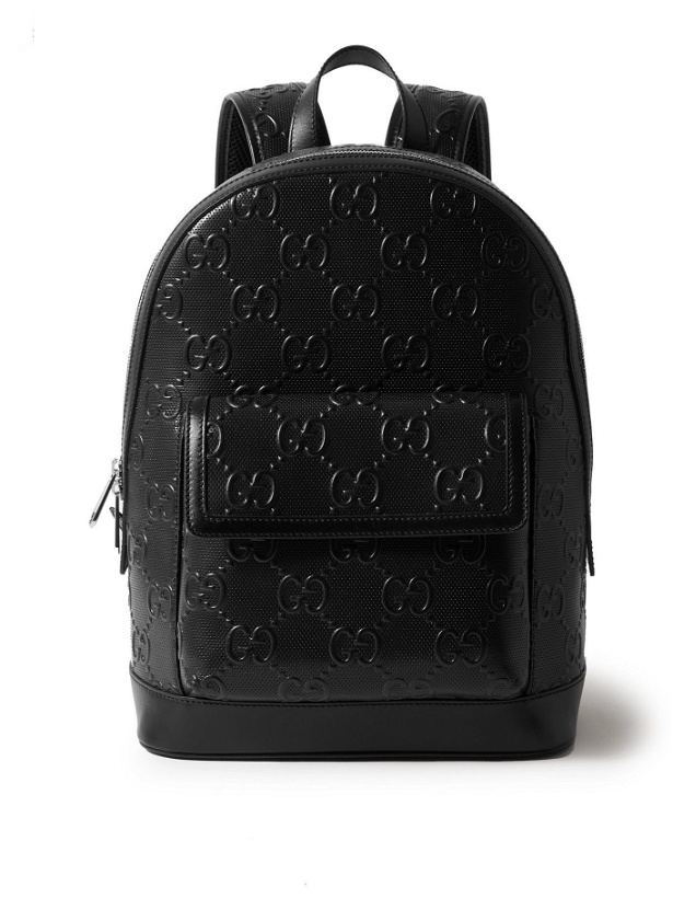 Photo: GUCCI - Logo-Embossed Perforated Leather Backpack