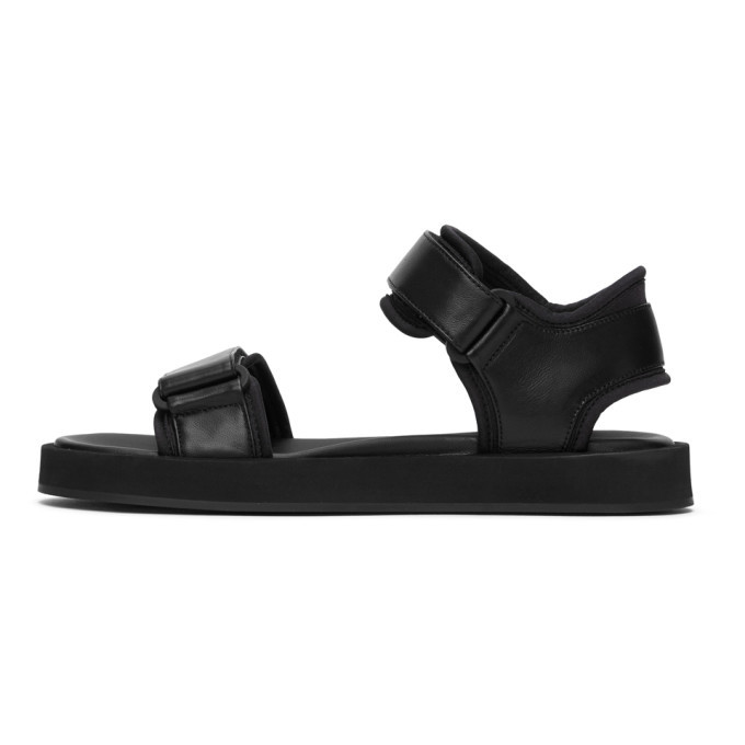 The Row Black Hook-And-Loop Sandals The Row