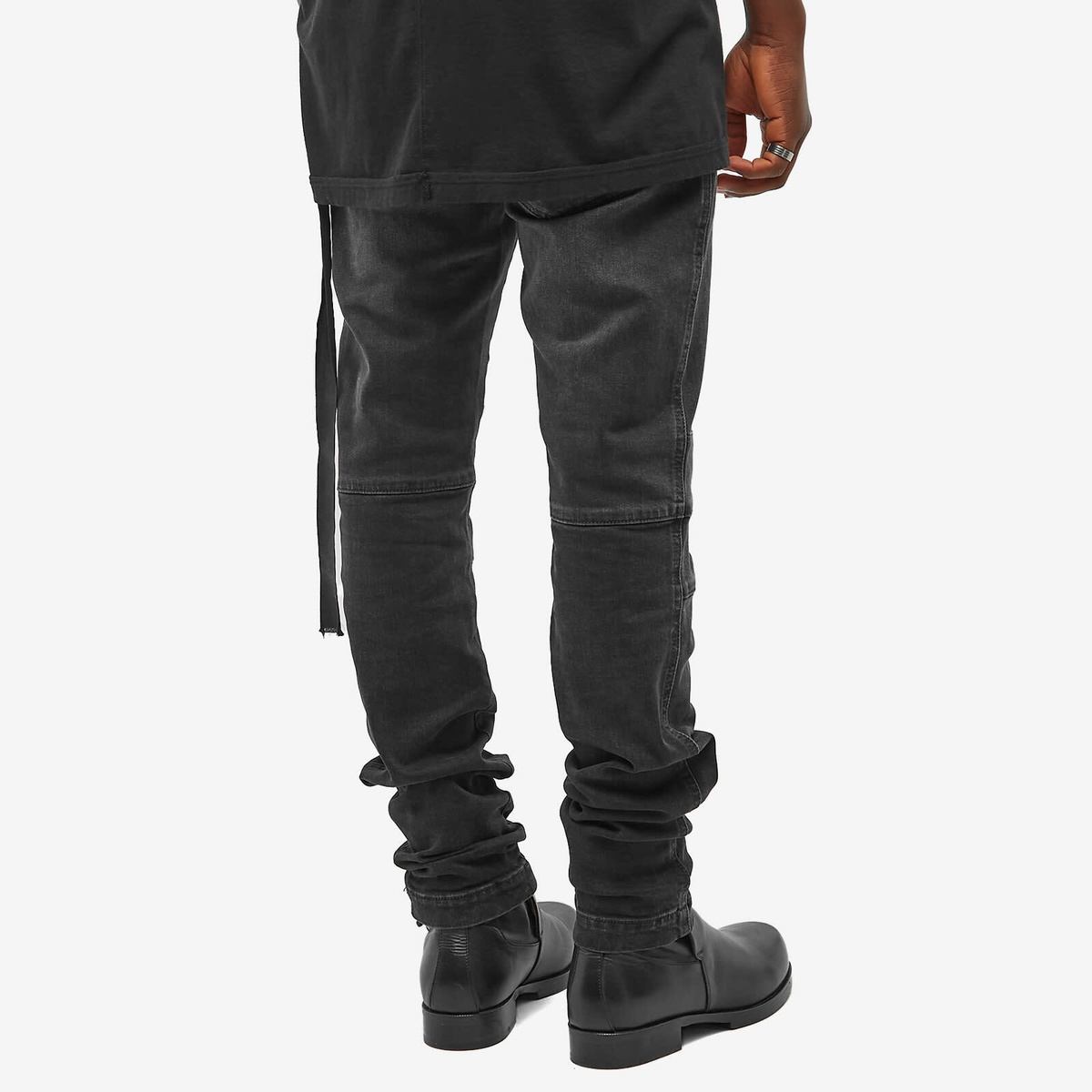 BALMAIN lambskin Zip design biker Pants black 38