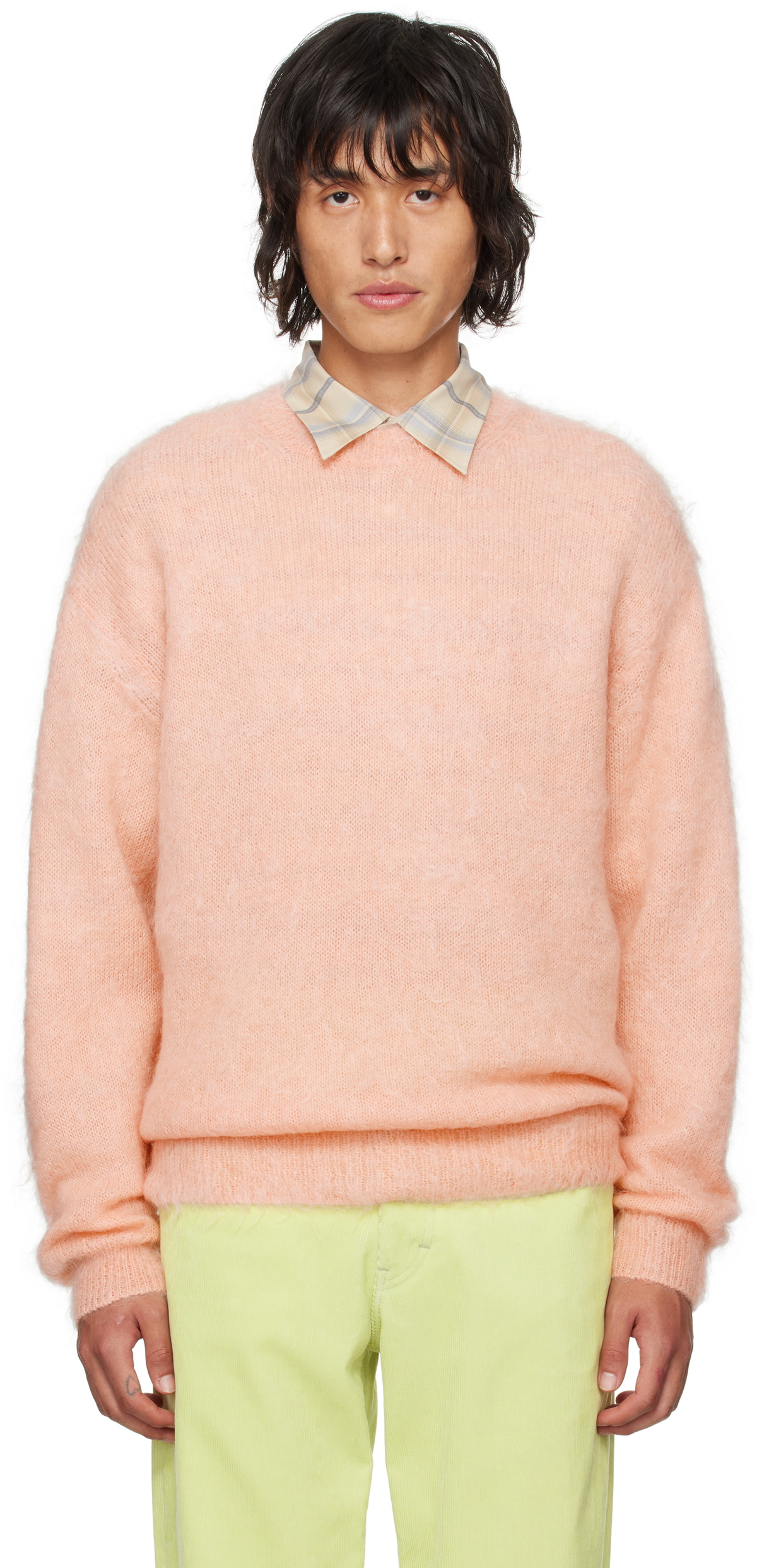 AURALEE Pink Super Kid Mohair Sweater Auralee