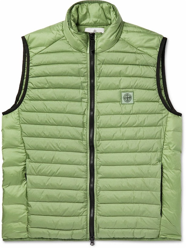 Photo: Stone Island - Logo-Appliquéd Garment-Dyed Quilted Shell Down Gilet - Green