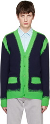 Moschino Navy & Green Paint Cardigan